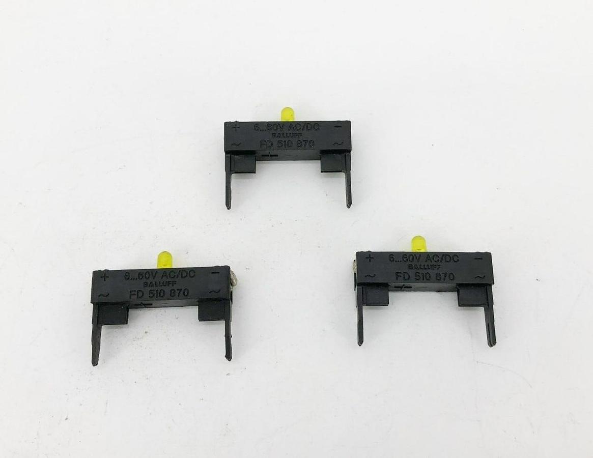 Lot of 3 New Balluff FD-510-870 LED Function Indicators 6...60VAC/DC Yellow