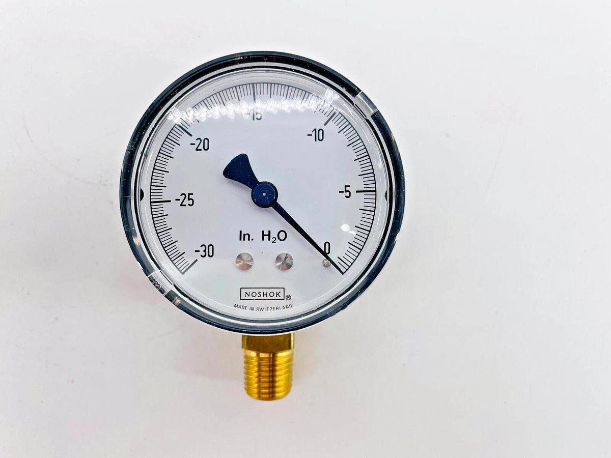 New Noshok 25.200.30 Gauge IN.H20 VAC 1/4in NPT Bottom Connection