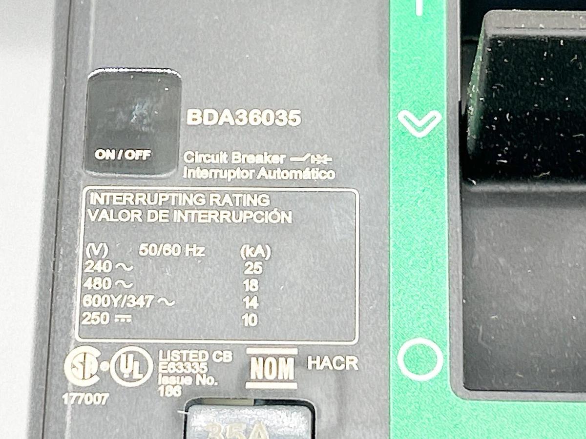 New Square D BDA36035 Circuit Breaker 35A 600V 3P 50/60Hz