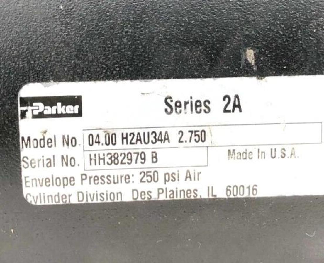 Used Parker 04.00 H2AU34A 2.750 Pneumatic Cylinder 250psi Series 2A