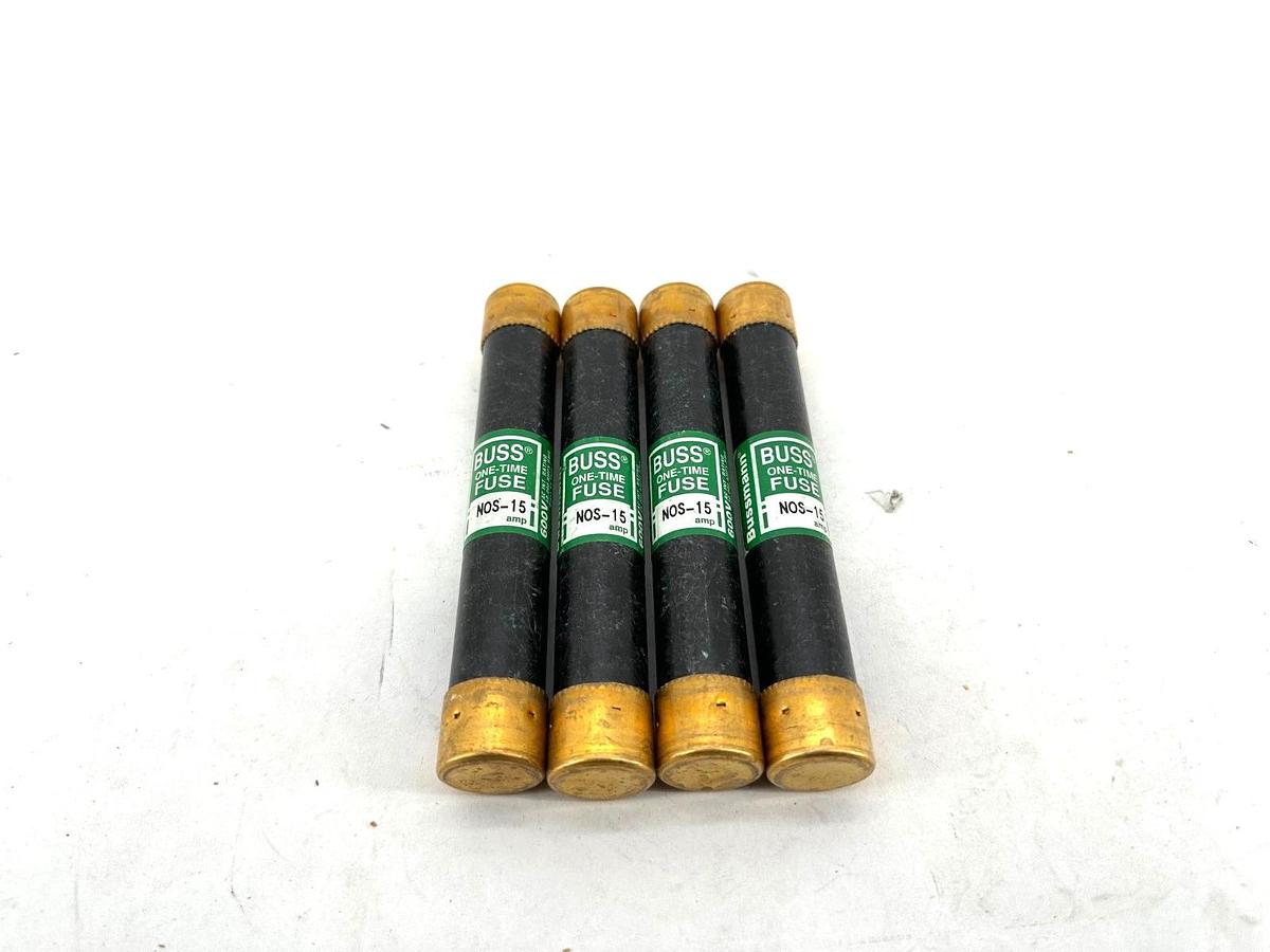 Lot of 4 New Bussmann NOS-15 One-Time Fuse 15A 600V