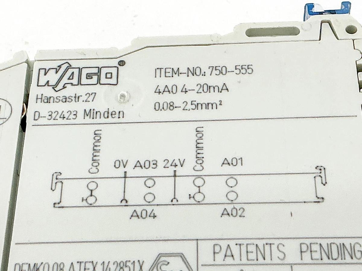 New Wago 750-555 4A0 Analog Output Module 4-20mA 24V D-32423