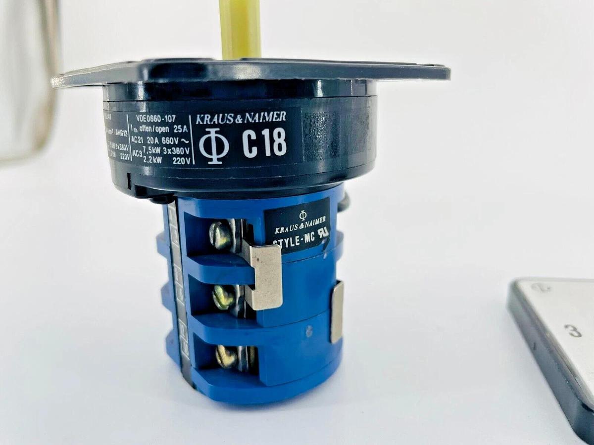 New Kraus & Naimer C18 Rotary Cam Switch 20A 600V 3PH C18-A048