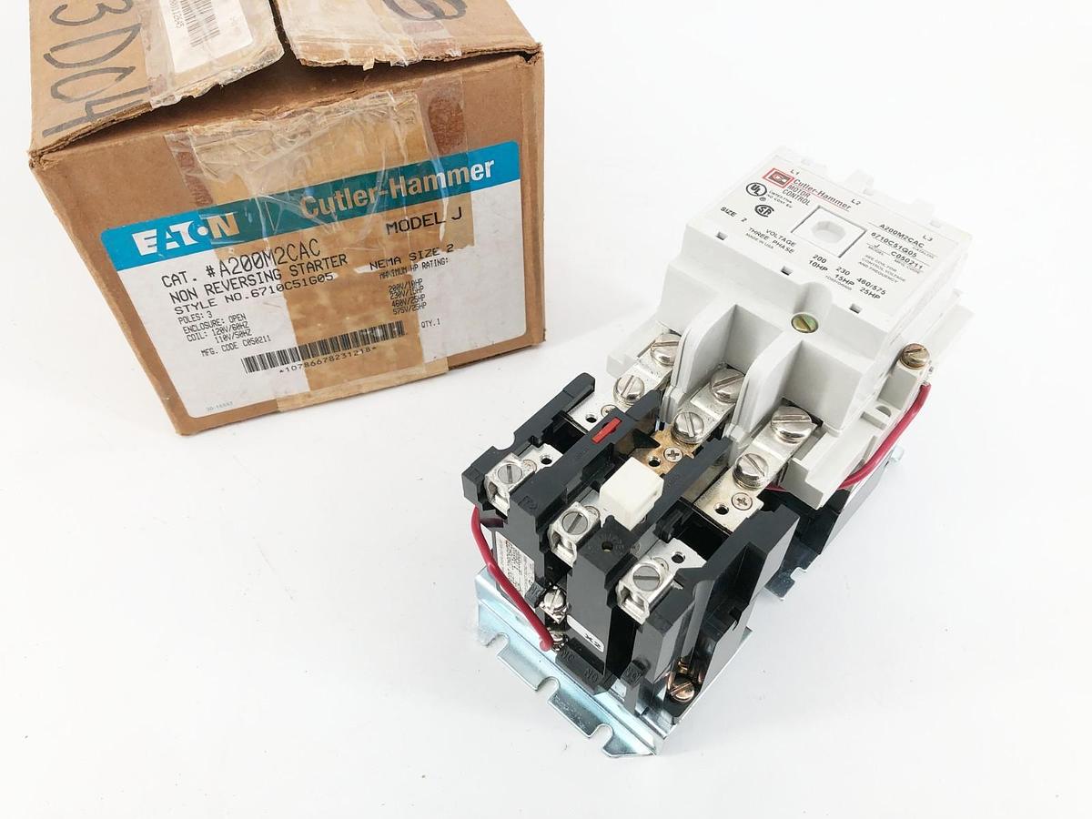 New Eaton A200M2CAC Non-Rev Starter 110/120V 3P NEMA 2 6710C51G05 Model J