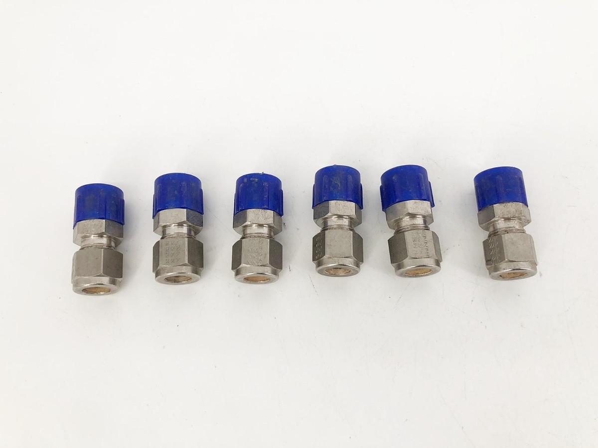 Lot of 6 New Parker PMI PC-3/8 Hex Fittings 316 Stainless Steel - No Box