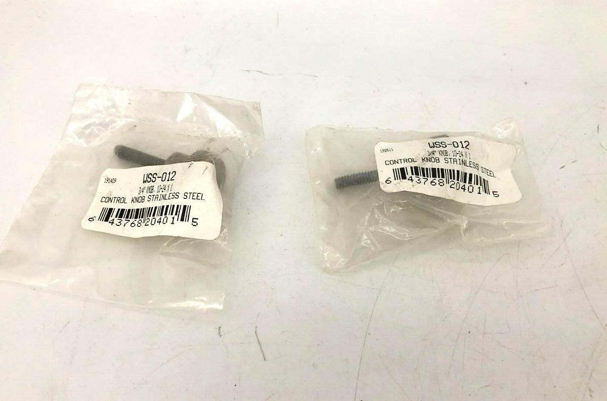 Lot of 2 New WSS-012 Stainless Steel Knurled Control Knobs 3/4" Dia. 10-24 x 1
