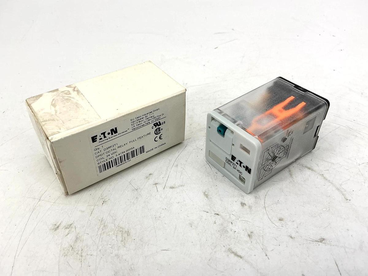 New Eaton D3RF2T1 DPDT Octal Relay Full Feature Coil: 24V 8-Pin 3-4154-0005A