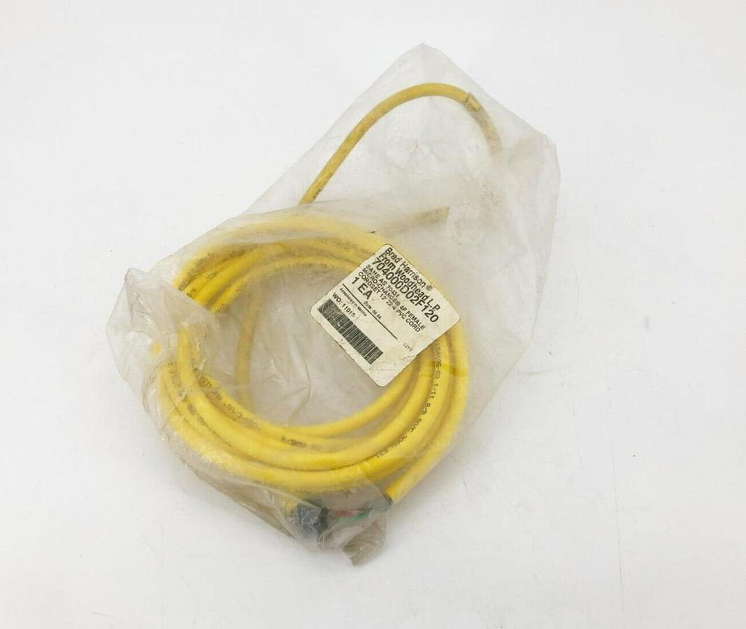 New Brad Harrison 704000D02F120 Cordset 4P Female 12FT. 22-4 PVC 70434