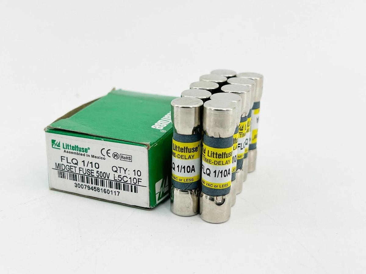 New Box of 10 Littelfuse FLQ-1/10 Time Delay Fuse 1/10A 500V