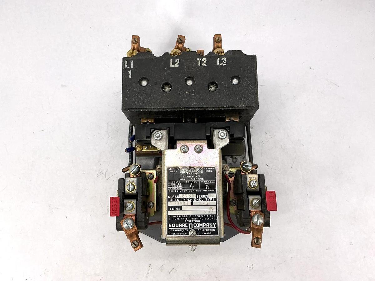 Used Square D 8536DA01V02 Ser A1 Motor Starter Nema Size 2 110/120V Coil 8536DAG1V02