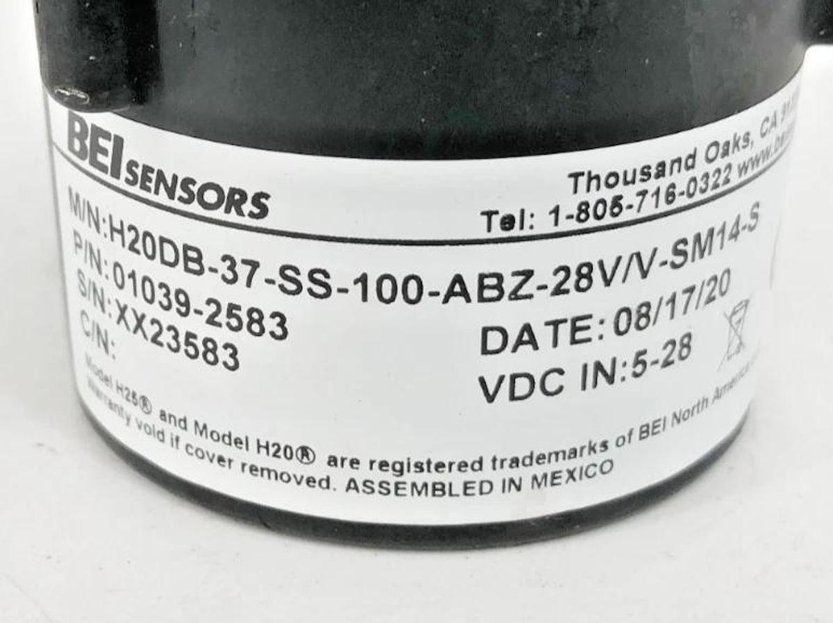 New BEI Sensors H20DB-37-SS-100-ABZ-28V/V-SM14-S Encoder 01039-2583 - No Box