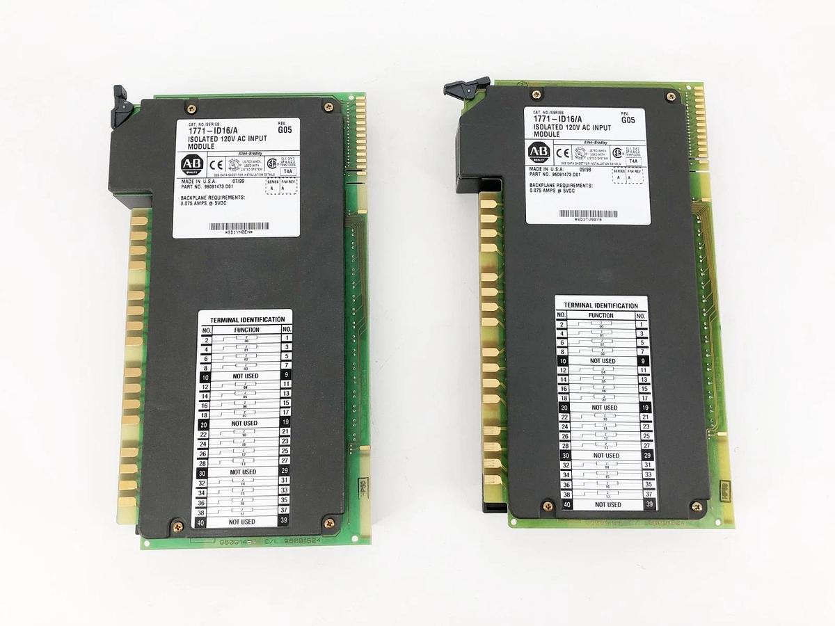 Used Lot of 2 Allen Bradley 1771-ID16 Ser. A Isolated Input Module 120VAC/DC