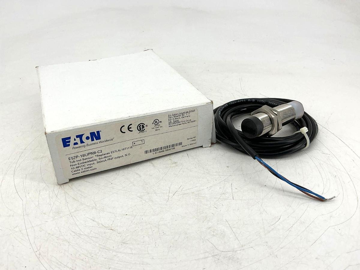 New Eaton E57P-18UPN8-C2 Ser M1 Inductive Proximity Sensor Sn=8mm 10-48VDC