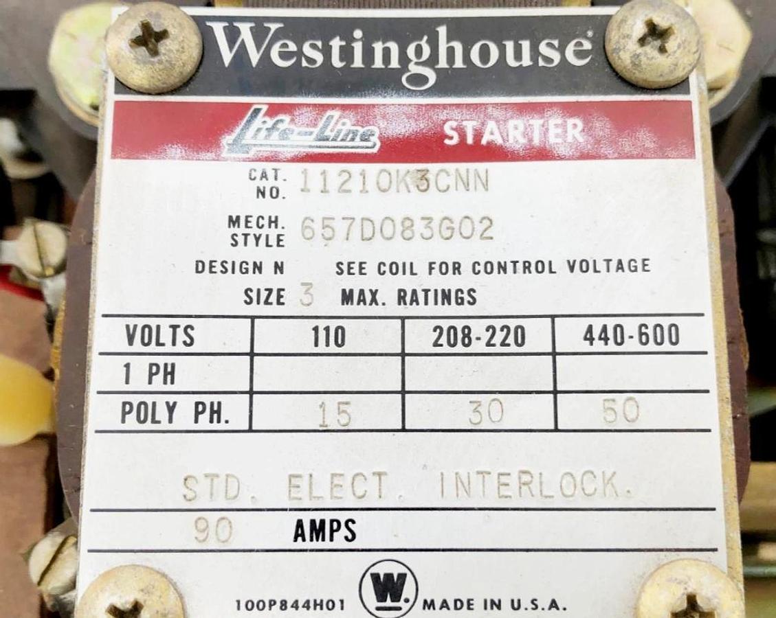 New Westinghouse 11210K3CNNE Life-Line Starter 600V Coil Size 3 - No Box