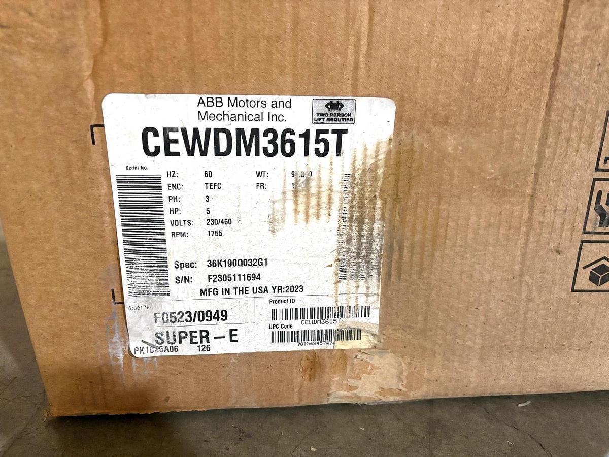 New Baldor CEWDM3615T 5hp Washdown TEFC Motor 230/460V 1800rpm 184TC Frame