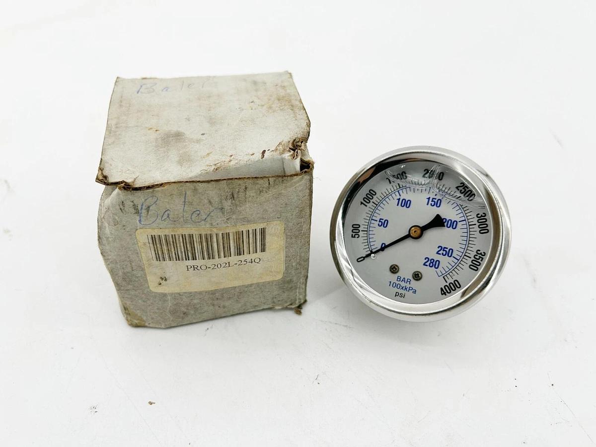 New Pic Gauges PRO-202L-254Q 1PC Slotted Conn 2-1/2" 0-4000PSI 1/4"