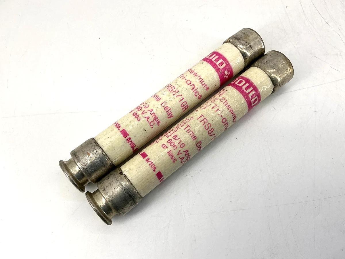 Used Lot of 2 Gould Shawmut TRS8/10R Tri-Onic Time-Delay Class RK5 Fuse 8/10A 600VAC