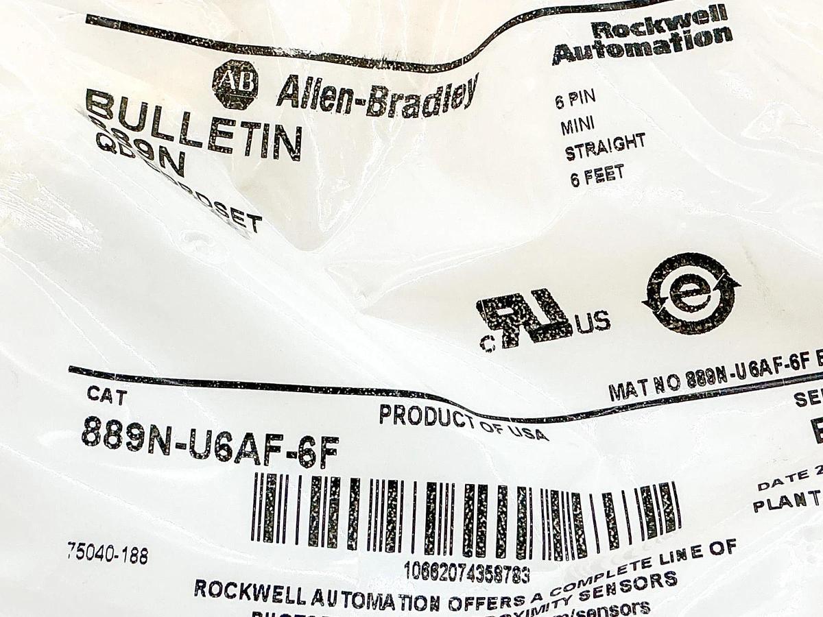 New Allen Bradley 889N-U6AF-6F QD Cordset 6Pin Mini Straight 6' Ser.B