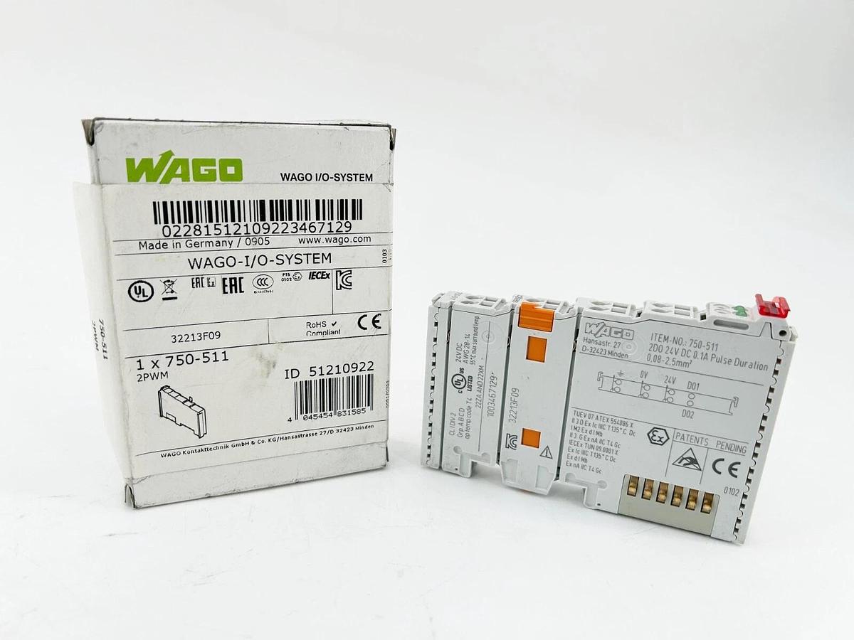 New Wago 750-511 Output Module 2 Pulse Width Outputs 24V 0.1A 250Hz