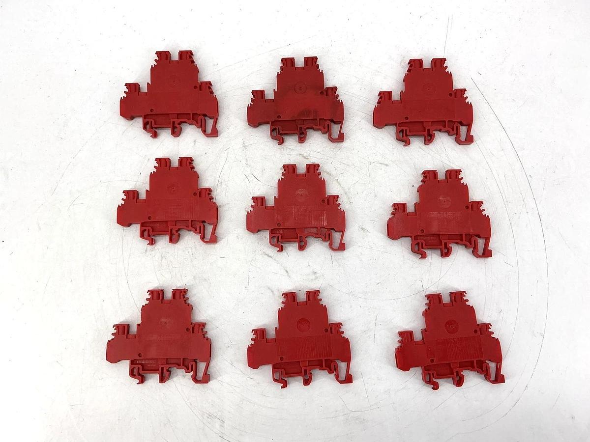 Used Lot of 9 ABB Entrelec 1SNA105048R0500 Terminal Block Red 12AWG 800VAC M4/6.D2