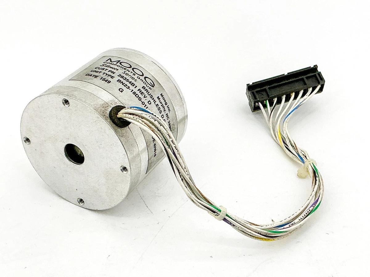 Used Moog INC 28354B1 Brushless DC Motor 24V MOD CE BN23-18DS-01LH