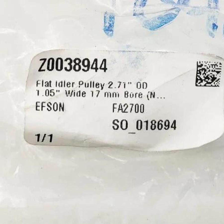 Lot of 2 New Efson FA2700 Flat Belt Idler Pulleys 17mm Bore 69mm OD - No Box