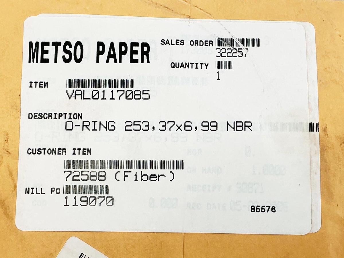 New Metso Paper VAL0117085 VAL0117085 O-Ring 263.37X6.99 NBR