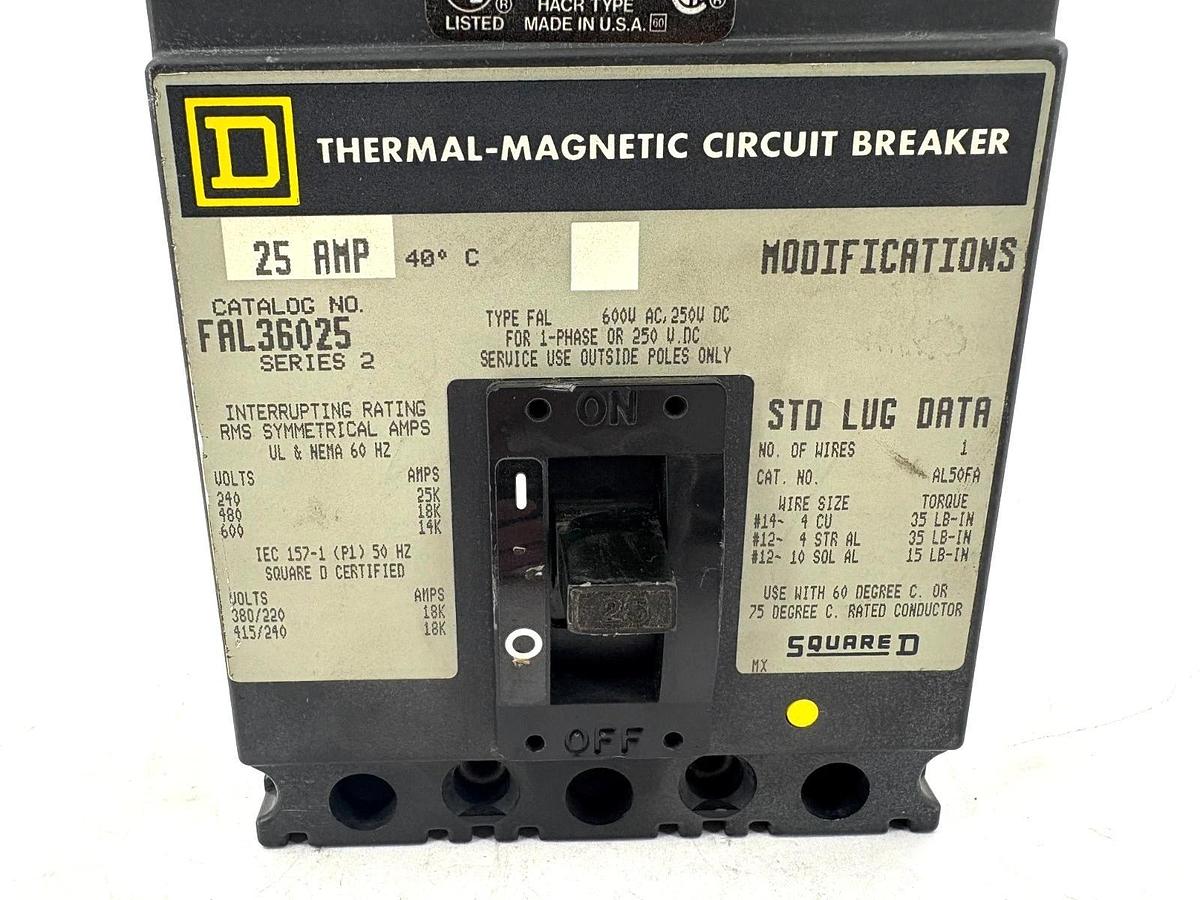 New Square D FAL36025 Circuit Breaker 25A 600V 3-Pole - No Box
