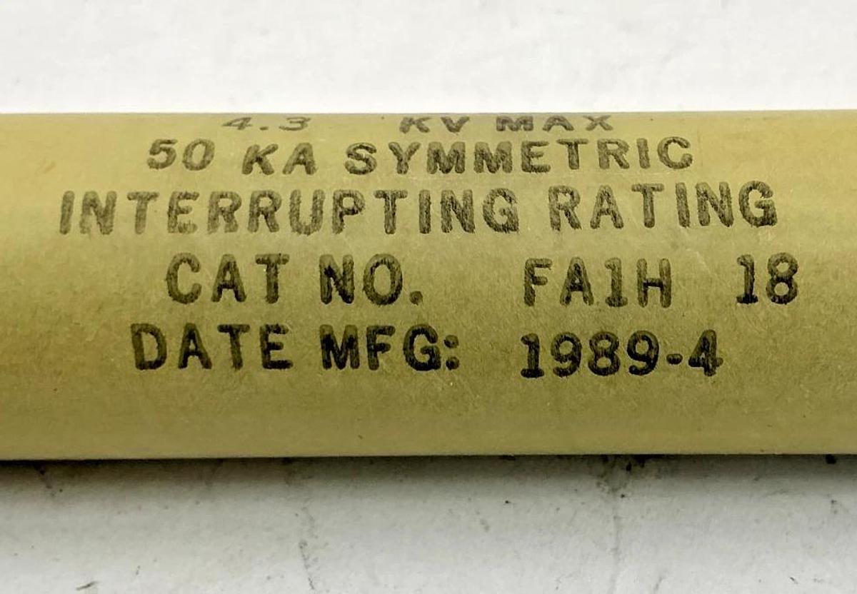 New Cooper Power Systems FA1H18 NX Fuse 18A 4.3KV Max Mounting Code 4