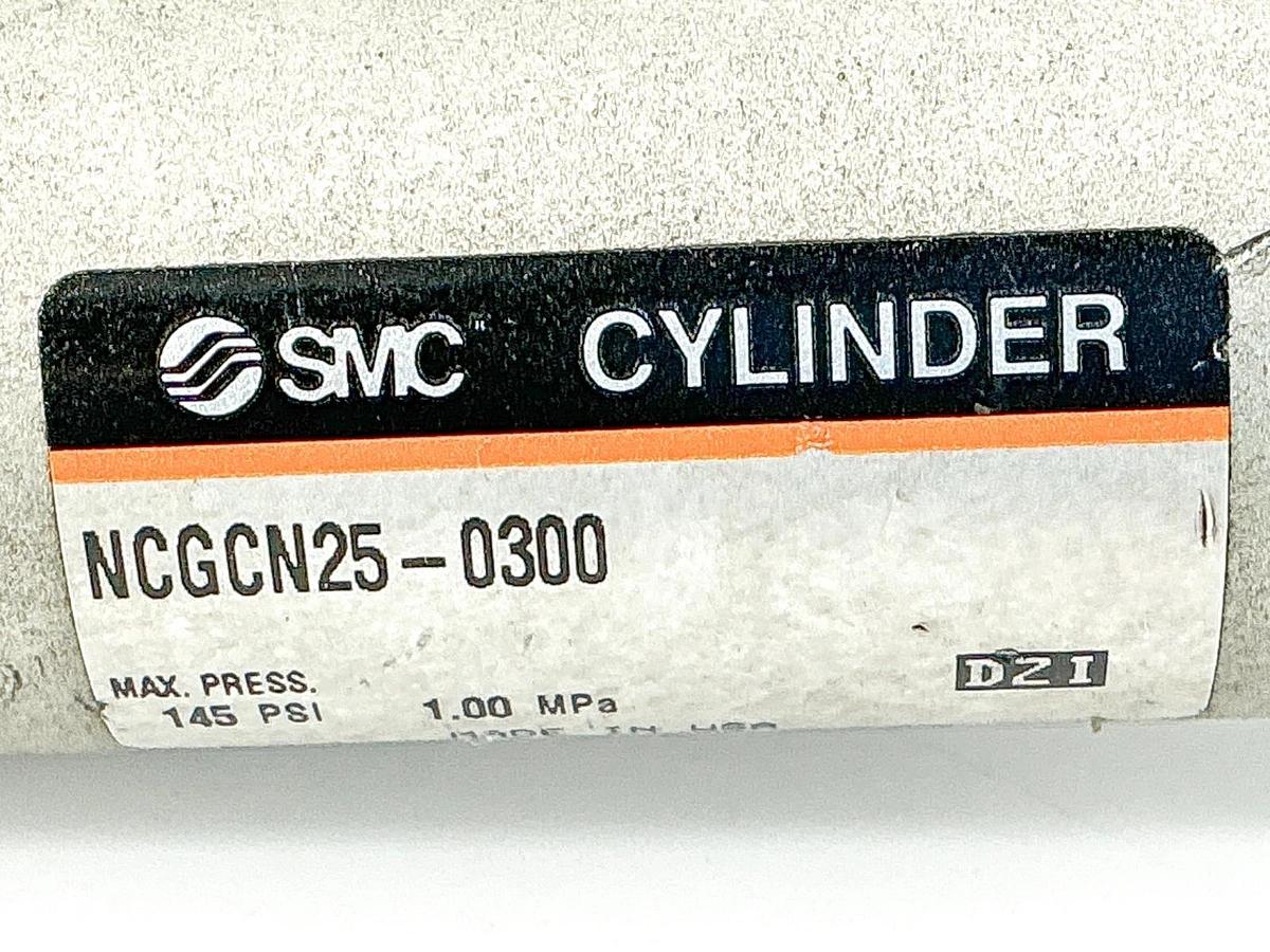 Used SMC NCGCN25-0300 Pneumatic Cylinder 145PSI 1.00MPa