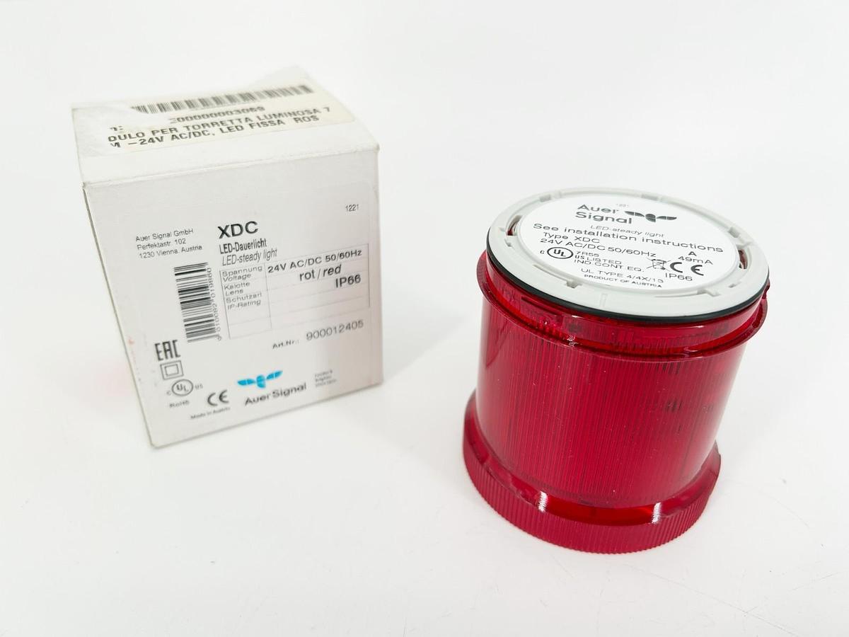 New Auer Signal 900012405 Steady LED Light Red 24VAC/DC