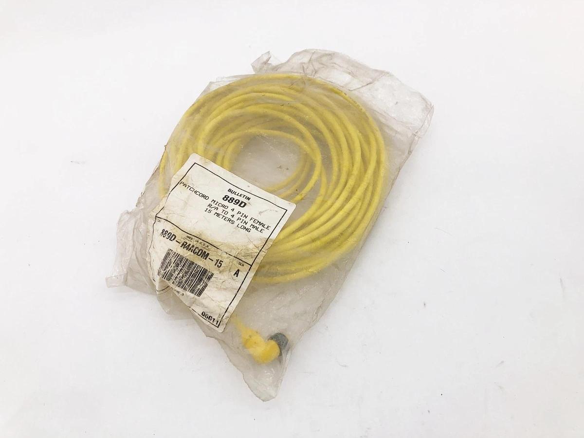 New Allen Bradley 889D-R4ACDM-15 Patchcord Micro 4-Pin Female R/A to 4-Pin Male