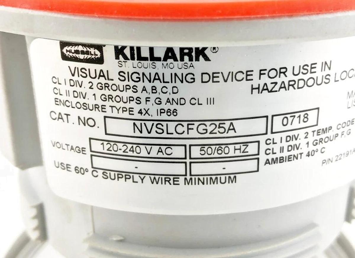 New Hubbell Killark NVSLCFG26AWW Flashing Amber LED Light 12-80VDC Gray Fixture