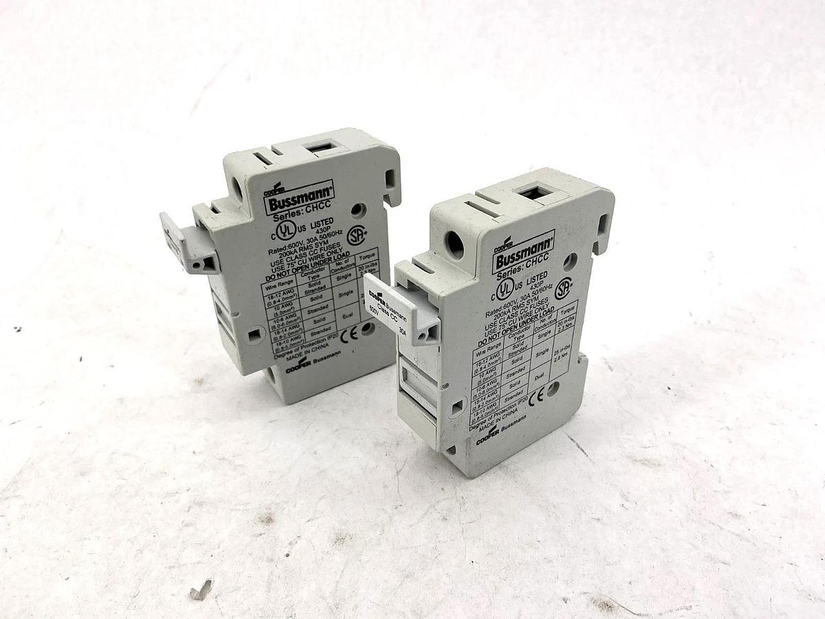 Lot of 2 New Bussmann CHCC Fuse Holder Class CC 30A 600V 50/60HZ