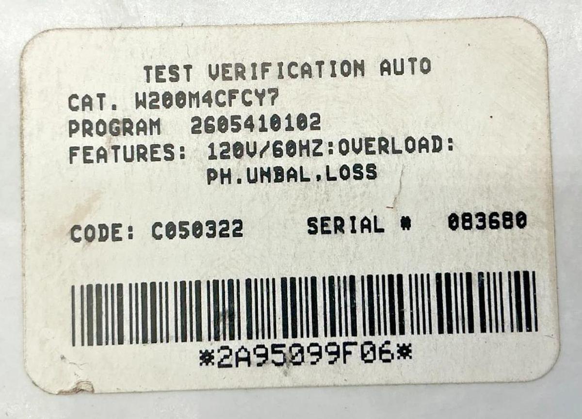 Used Cutler-Hammer W200M4CFCY7 Advantage Starter 3-Phase 135A 120V 60HZ