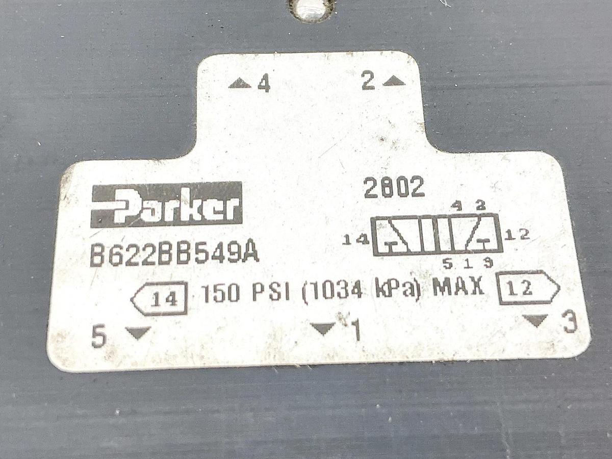 Used Parker B622BB549A Solenoid Valve 150PSI 1034kPA 24VDC 1.2W