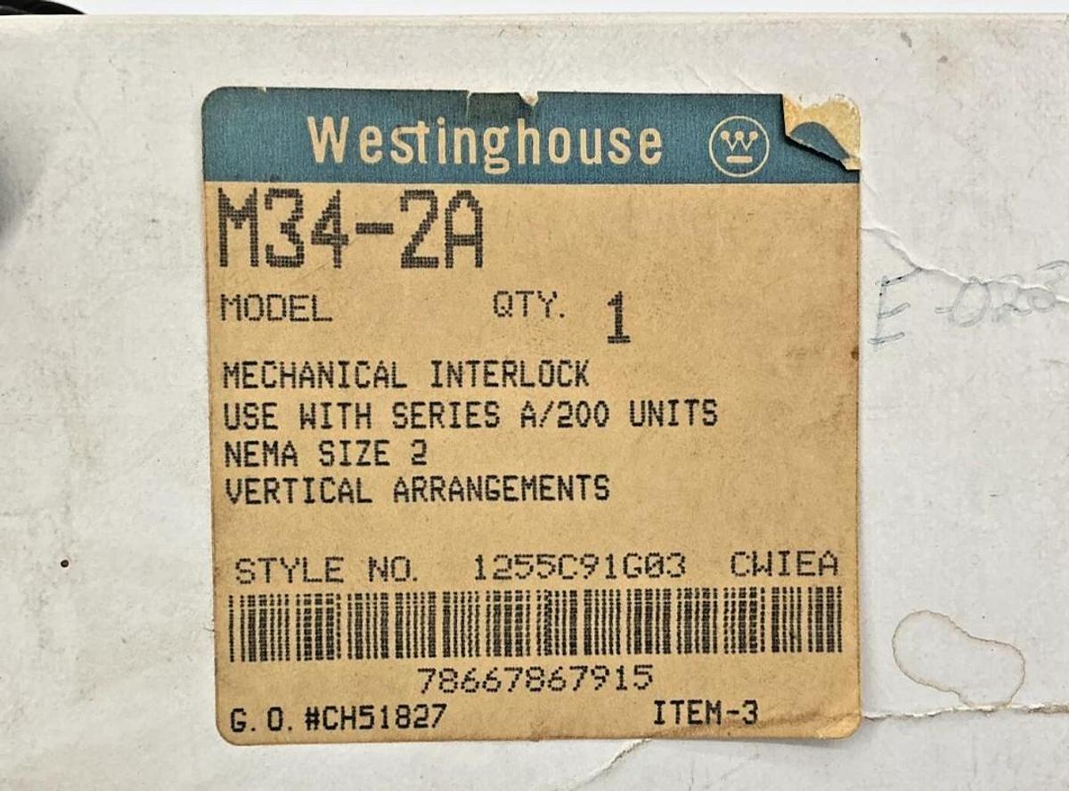 New Westinghouse M34-2A Mechanical Interlock use w/ A/200 Units M342A 1255C91G03