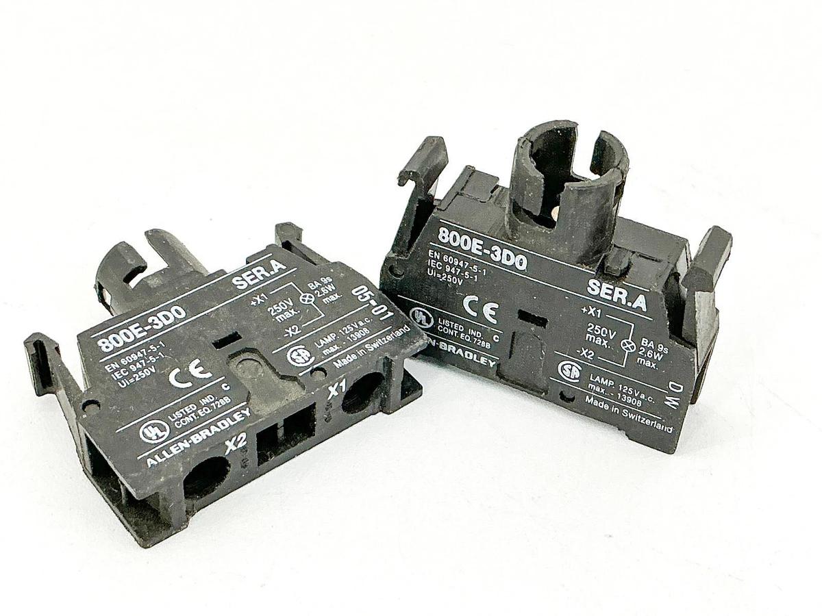 New Lot of 2 Allen Bradley 800E-3D0 Lamp Module 250V Ser.A - No Box