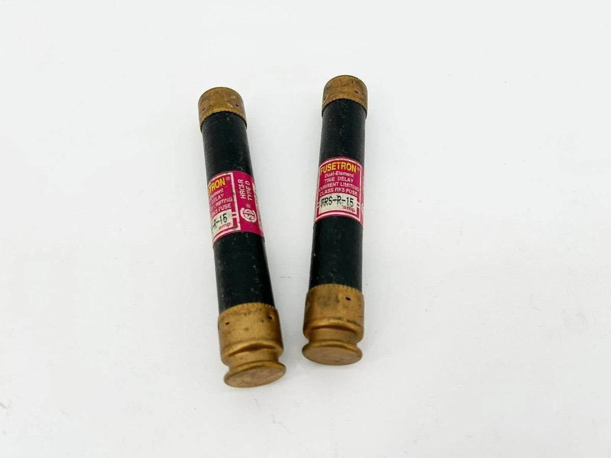 Lot of 2 New Bussmann FRS-R-15 Time Delay Fuses, 15 A, 600V
