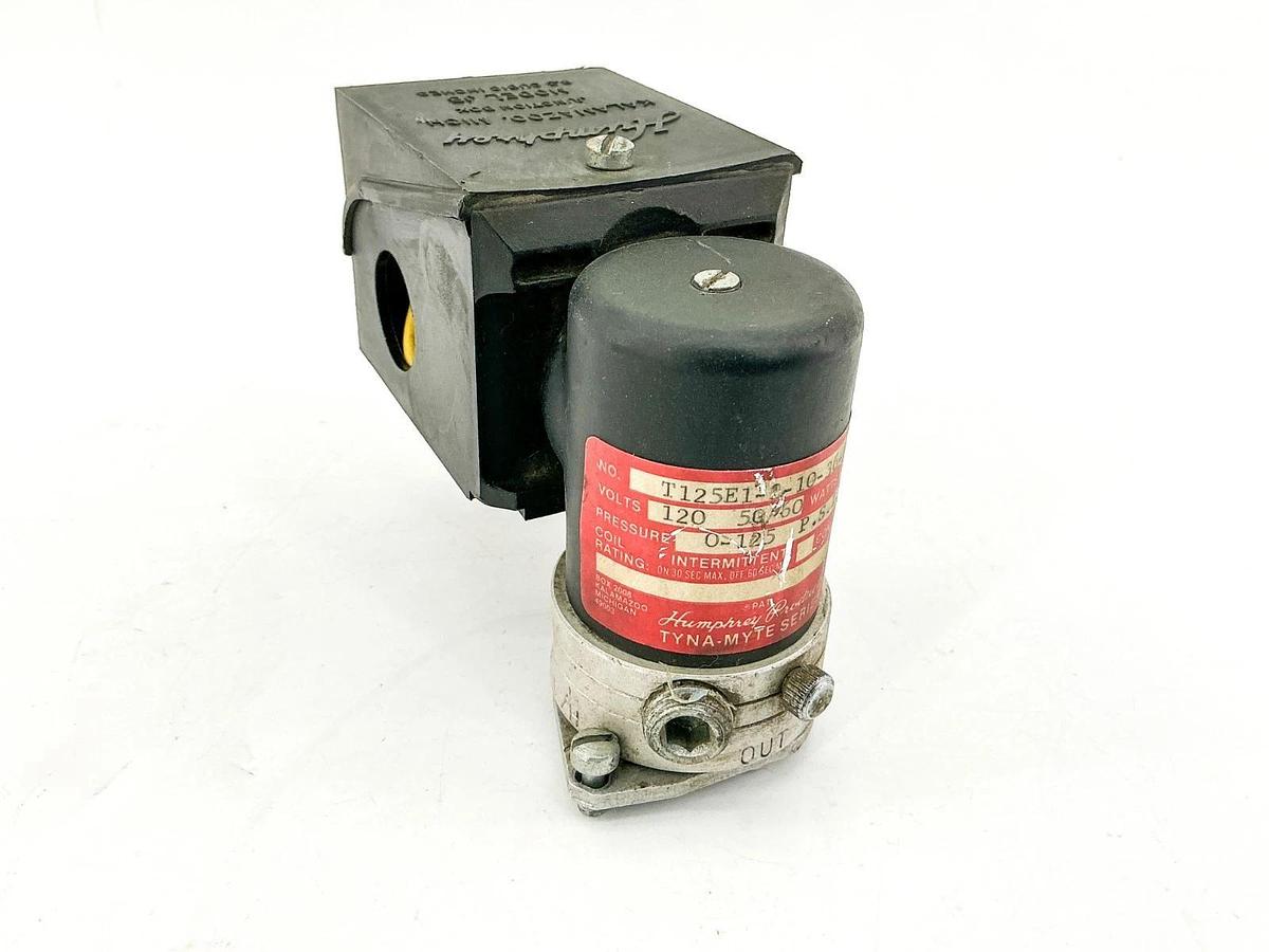 Used Humphrey T125E1-3-10-36-80 Solenoid Valve 120V 8.2 0-125V