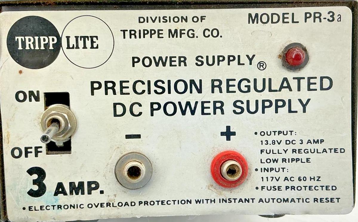 Used Tripp Lite PR-3A Precision Regulated DC Power Supply Output 3A 13.8VDC Input 117