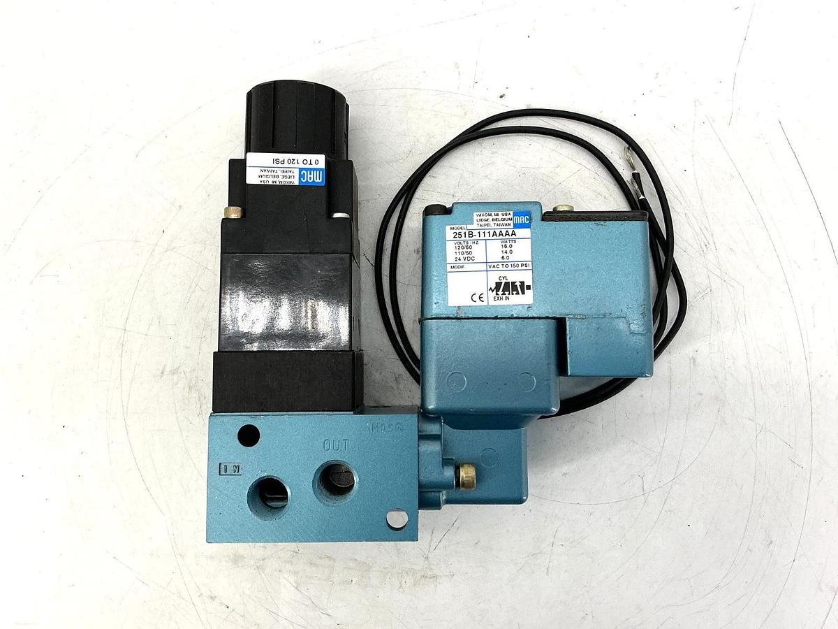 New MAC Valves 251B-111AAAA Solenoid Valve 15Watts 150PSI 120VAC 24VDC No Box