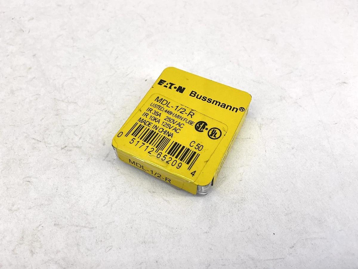 Lot of 10 New Bussmann MDL-1/2-R Glass Fuse 1/2A 250V