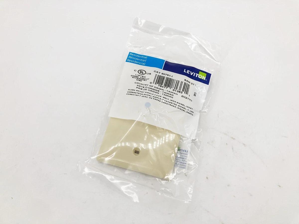Box of 10 New Leviton 80781-I Ivory Coaxial Cable Wall Plates Video Jack F-Type
