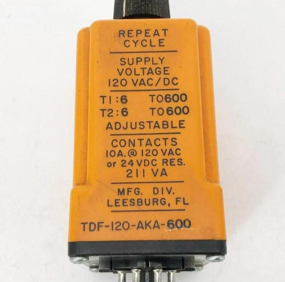 Used Diversified Electronics TDF-120-AKA-600 Time Delay Relay 120VAC/DC 8-Pin