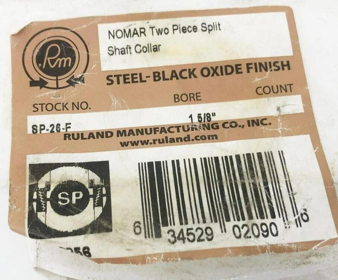 New Ruland SP-26-F Two-Piece Split Clamp Collar Black Oxide Steel 1-5/8" ID