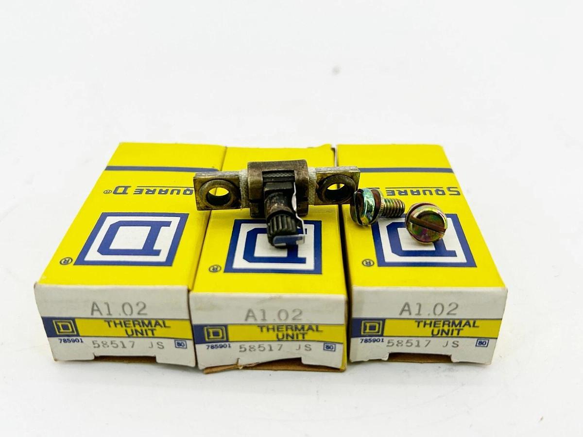 New Lot of 3 Square D A1.02 Heater Element Overload Relay