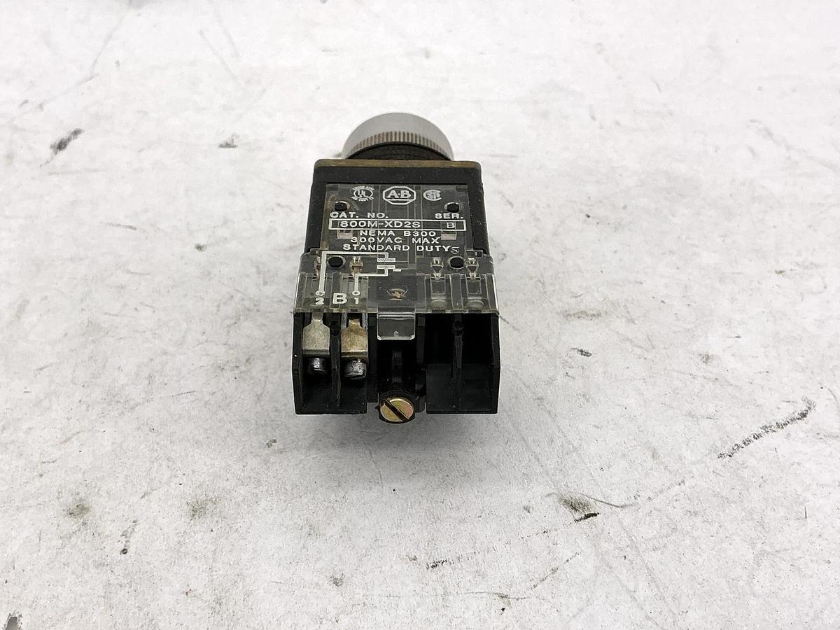 Used Lot of 3 Allen Bradley 800MR-B6 Ser A Pushbutton w/ 800M-XD2S Contact Block