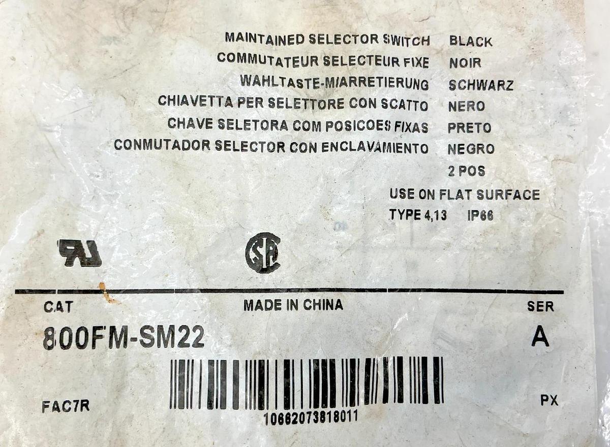 New Allen Bradley 800FM-SM22 Series A Maintained Selector Switch Black 2Pos