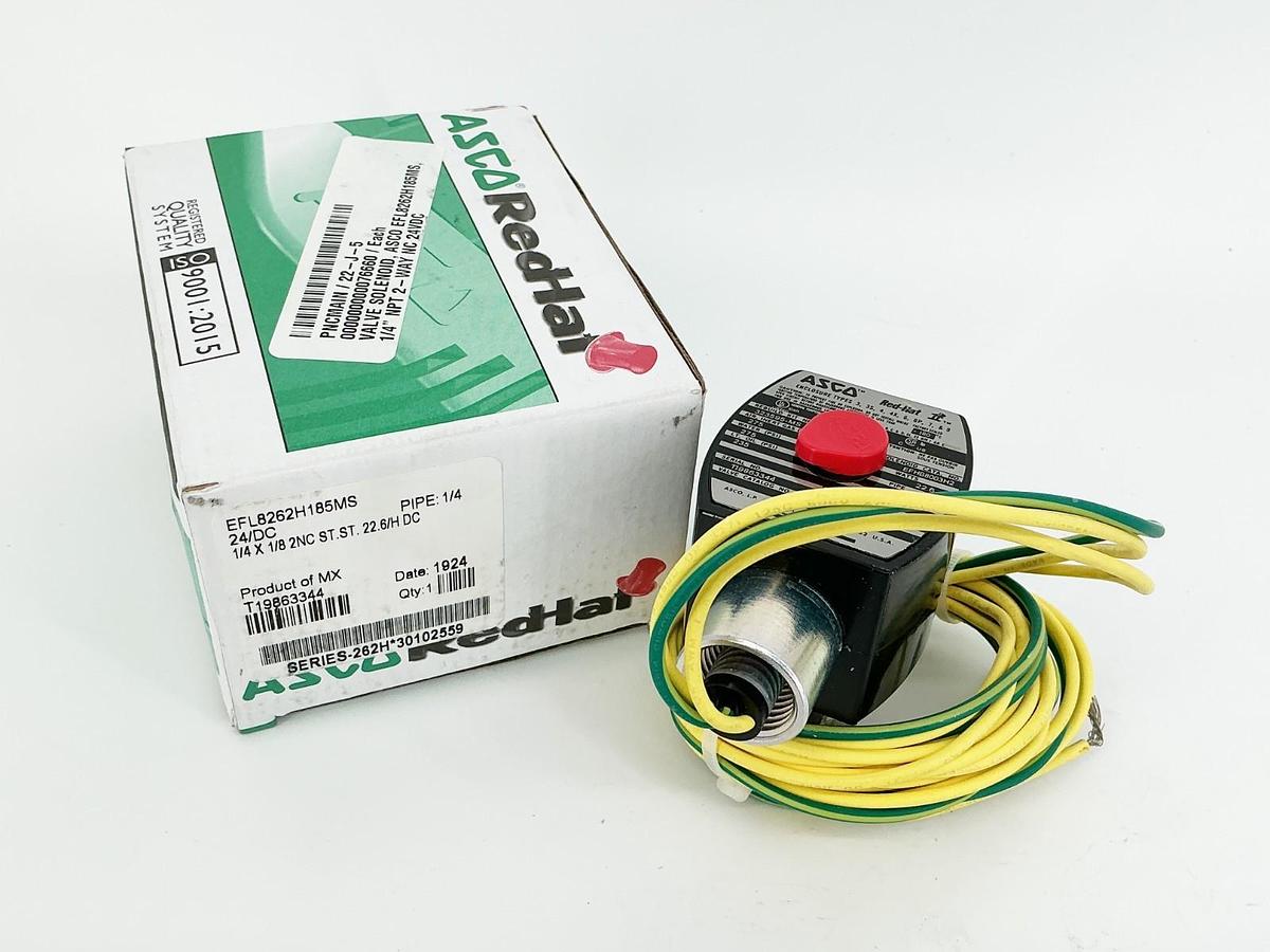New Asco EFL8262H185MS Solenoid Valve 275PSI 1/4" 24VDC 22.6W